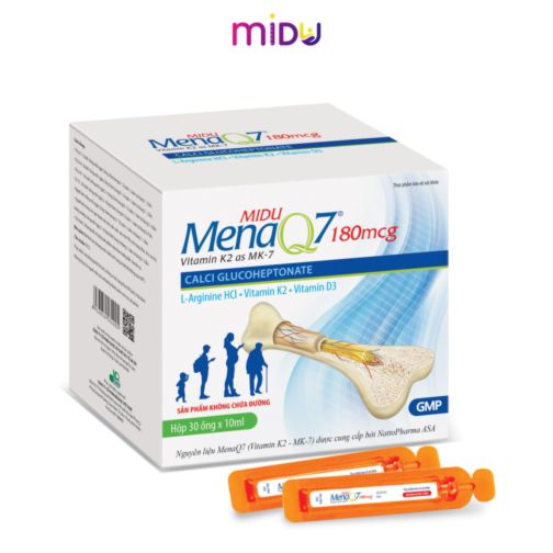 Midu MenaQ7 180mcg - Phát triển chiều cao và chắc khỏe xương - Hộp 30 ống