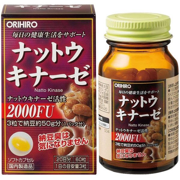 Viên uống hỗ trợ điều trị đột quỵ và tai biến Nattokinase 2000FU Orihiro - Nhật Bản