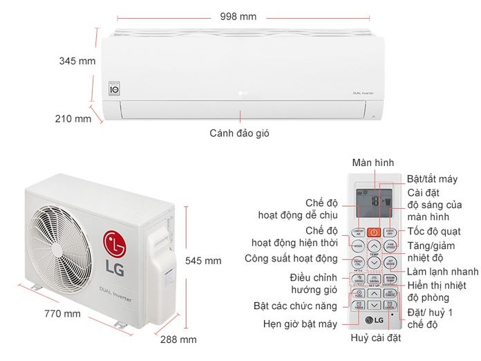 Thông số kỹ thuật Máy Lạnh LG Inverter 2 HP V18ENF