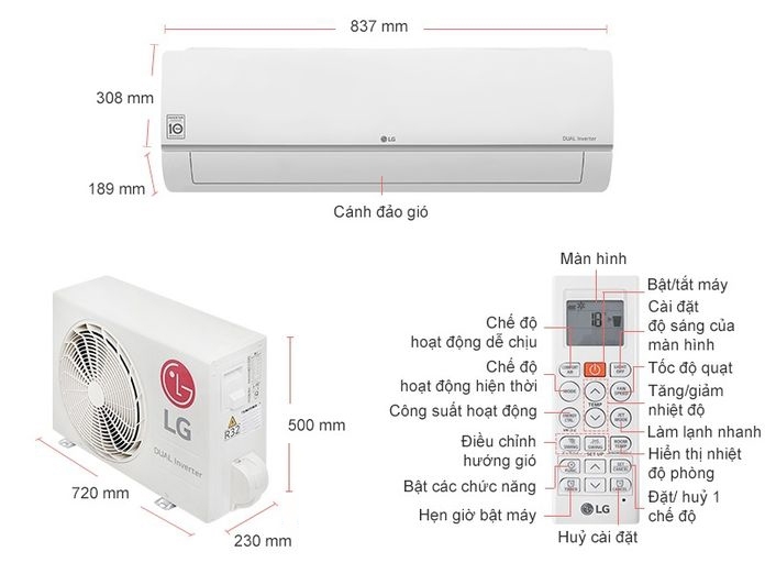 Thông số kỹ thuật Máy lạnh LG Inverter 1.5 HP V13ENS