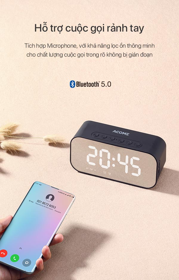 Loa Bluetooth 5.0 Kiêm Đồng Hồ Báo Thức ACOME Hình 9